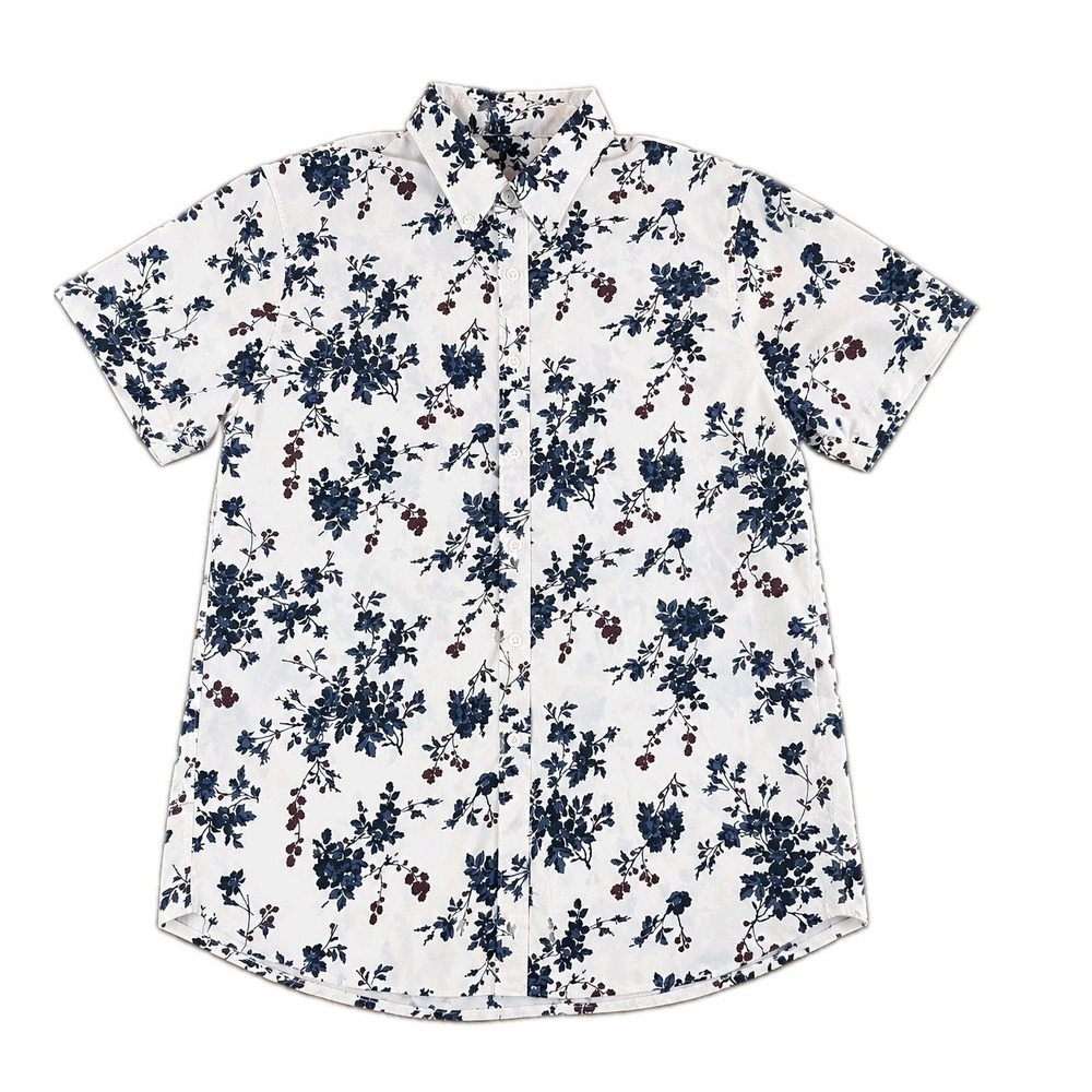 Abercrombie & Fitch Men's Large Floral Button Front Short Sleeve Shirt Preppy